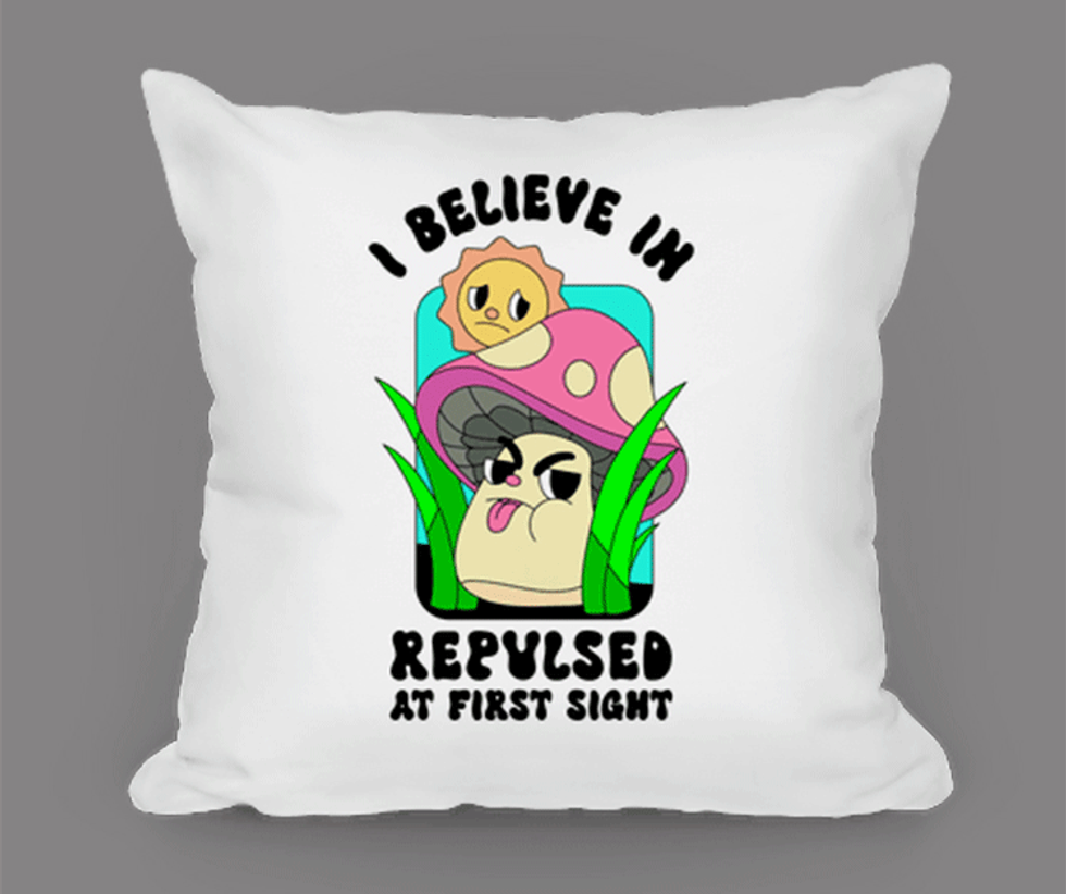 I Believe In Repulsed At First Sight throw pillow