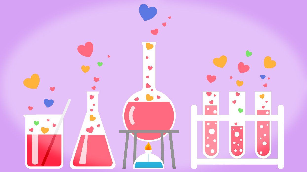 illustration chemistry class love rainbow hearts