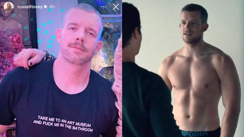 
We NEED Russell Tovey's hilariously sexy, slutty 'art museum' t-shirt in our wardrobe NOW

