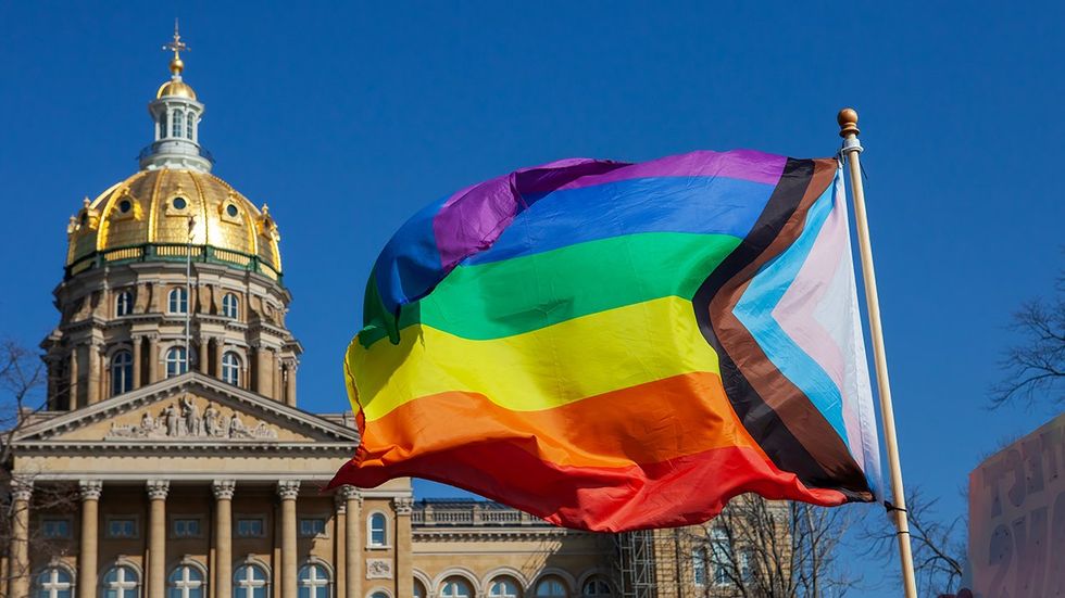 Iowa Capitol Building Progress Pride Flag LGBTQ Rights