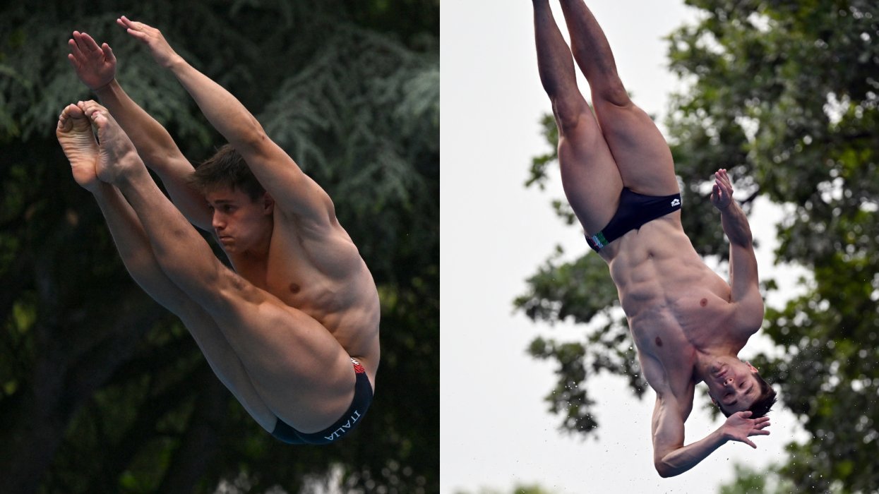 Italian diver Stefano Belotti competing in the Diving Men's Synchronised 3m Springboard Final event during the LEN European Aquatics Championships.