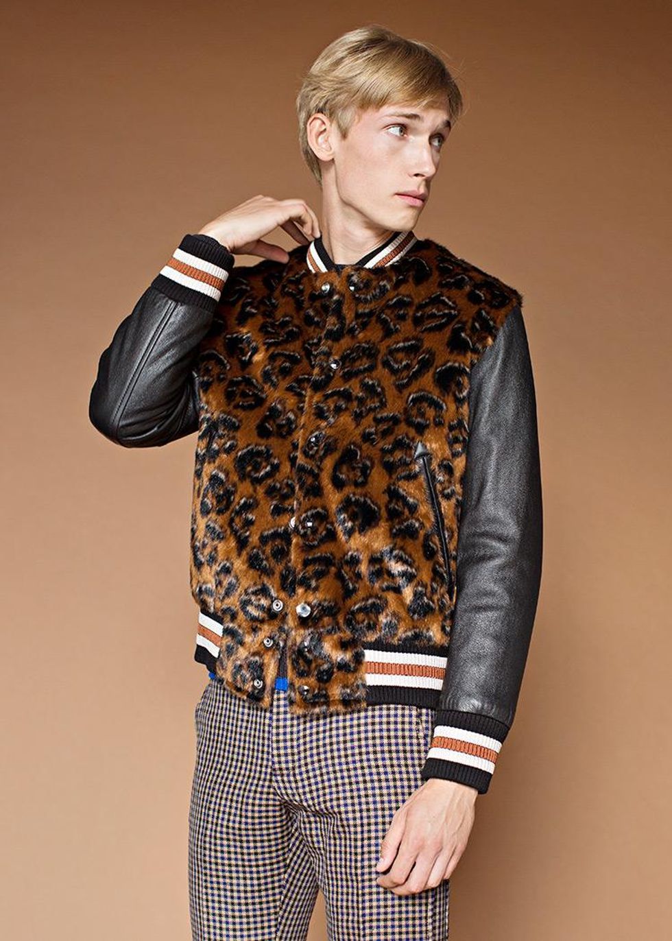 Jacket, price available upon request, and pants, $395, by Coach