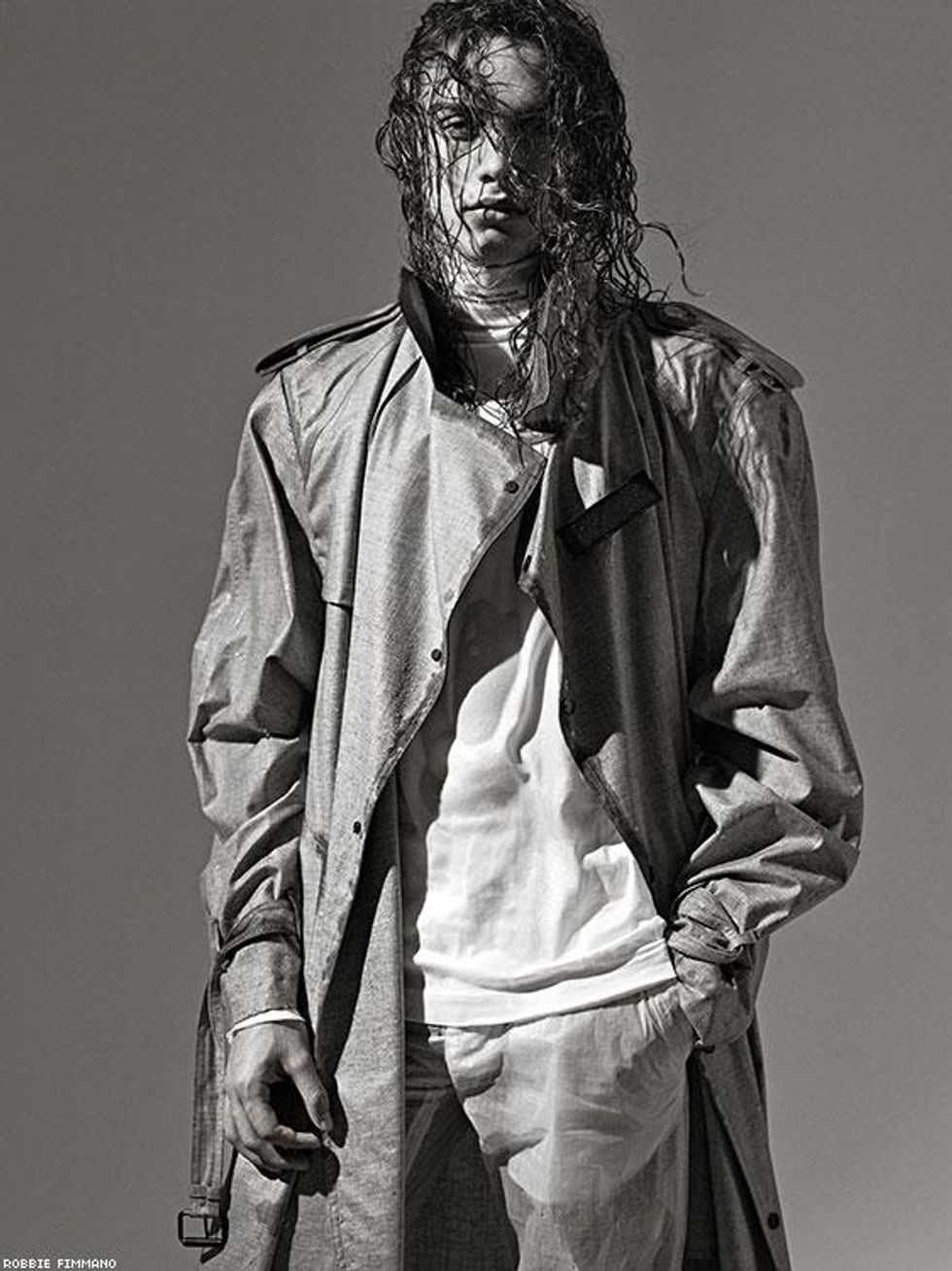 Jacket, turtleneck, and pants by Off-White