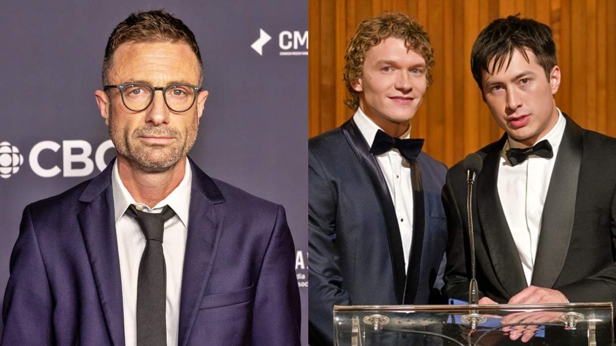 Jacob Tierney at the 2024 Canadian Screen Awards Gala in Toronto, Ontario; Jacob Connor Storrie as Ilya Rozanov and Hudson Williams as Shane Hollander on Heated Rivalry