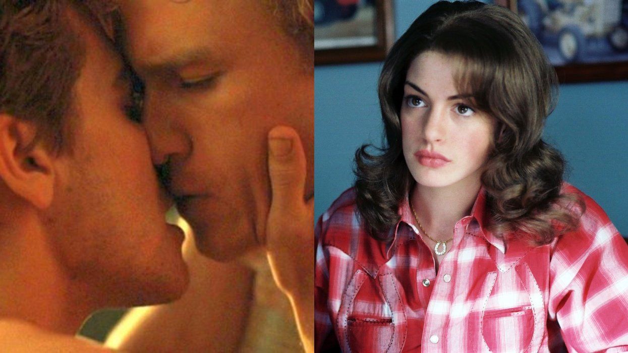 Jake Gyllenhaal and Heath Ledger; Anne Hathaway in Brokeback Mountain