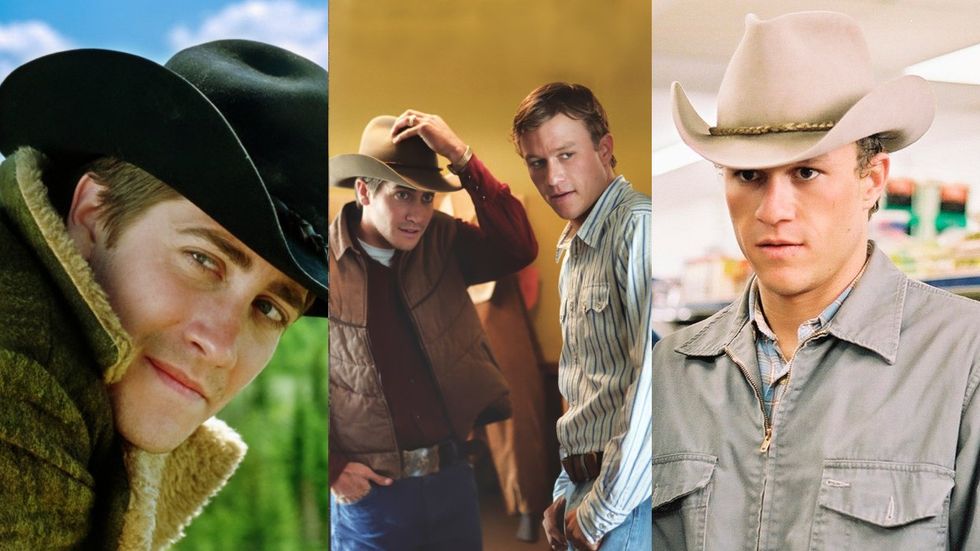 Jake Gyllenhaal and Heath Ledger in Brokeback Mountain.