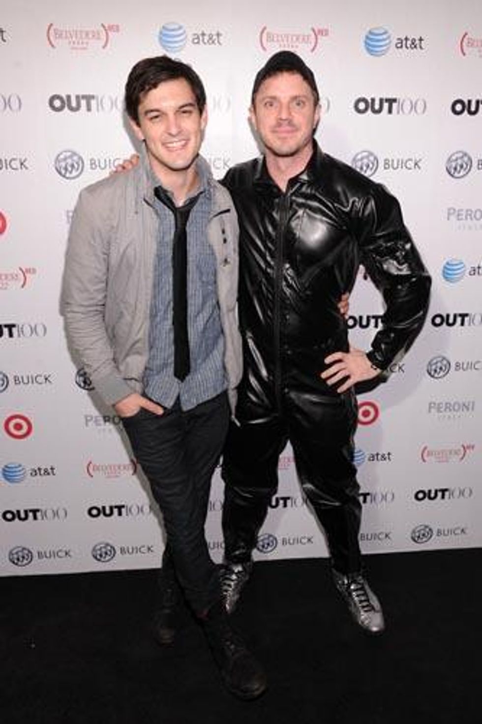 Jake Shears and Wesley Taylor on the red carpet of the Out100 Party