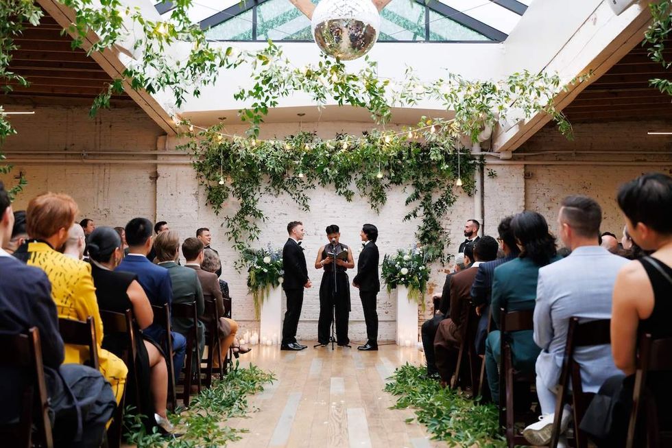 Jamie Meun, better known as Chicago drag performer Aunty Chan, officiated at the wedding.