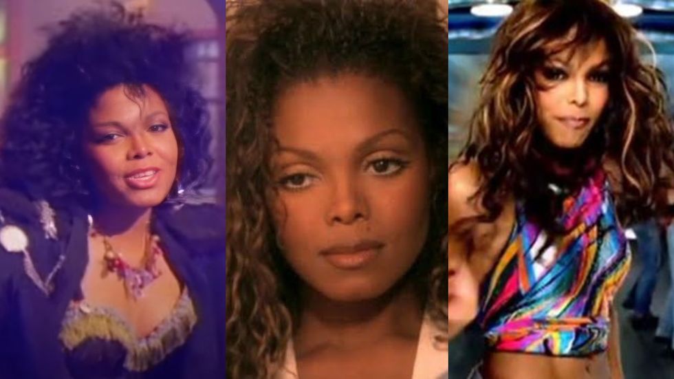 Janet Jackson in the When I Think of You; Again; All For You music videos