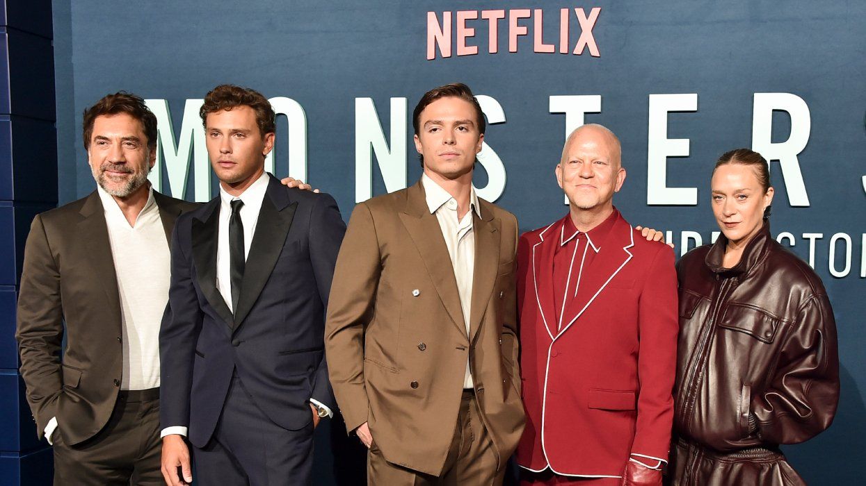Javier Bardem, Cooper Koch, Nicholas Chavez, Ryan Murphy and Chloë Sevigny attend Netflix's 'Monsters: The Lyle and Erik Menendez Story' premiere in Los Angeles, California.