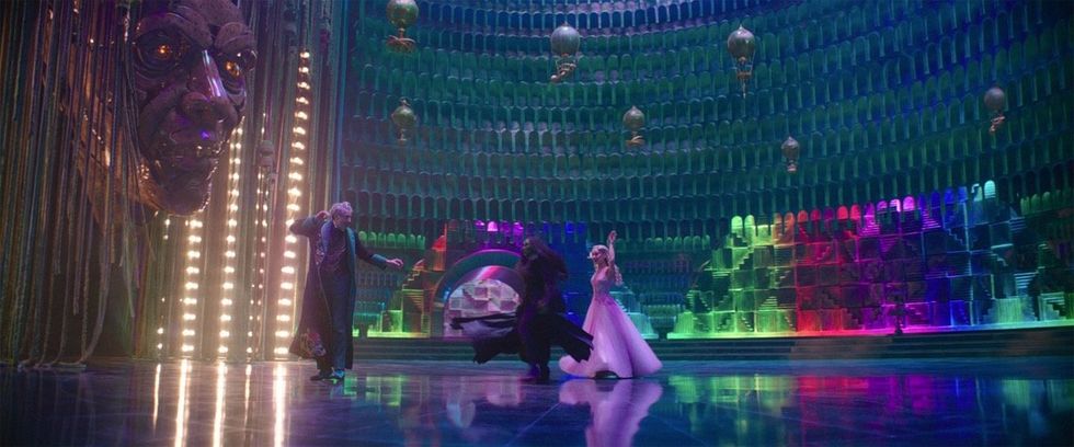 Jeff Goldblum, Cynthia Erivo, and Ariana Grande in Wicked: For Good\u200b