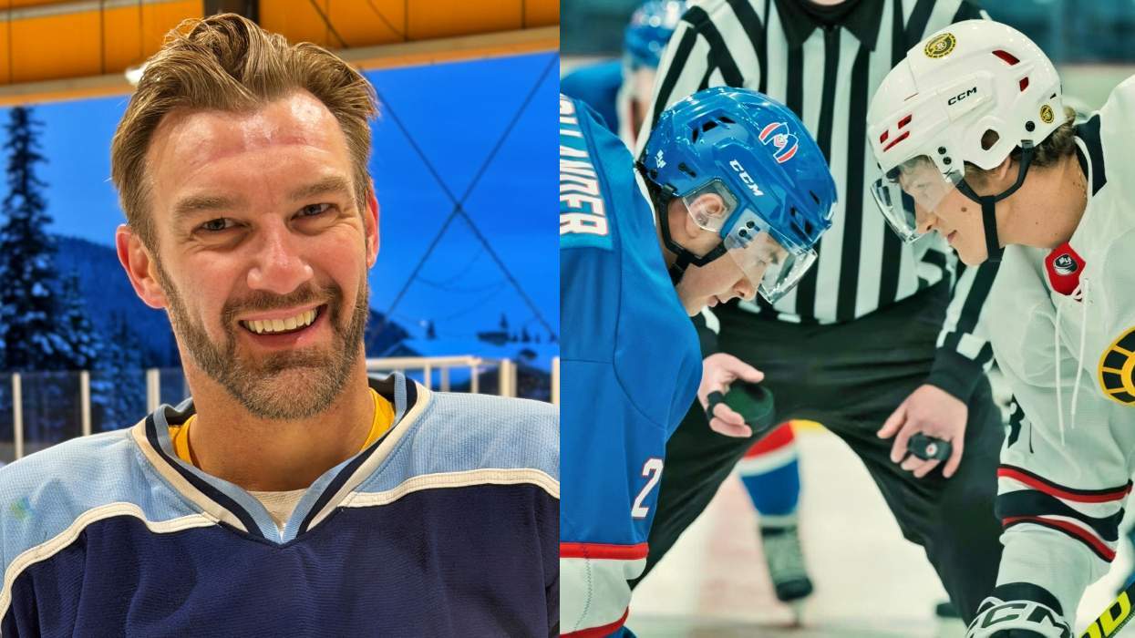 Jesse Kortuem via Facebook; Hudson Williams as Shane Hollander and Connor Storrie as Ilya Rozanov on Heated Rivalry