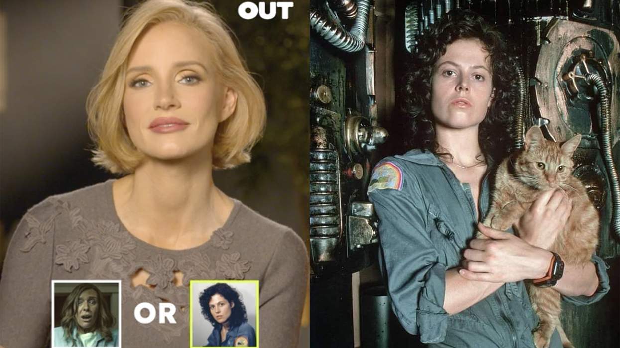 Jessica Chastain and Sigourney Weaver as Ripley in Alien