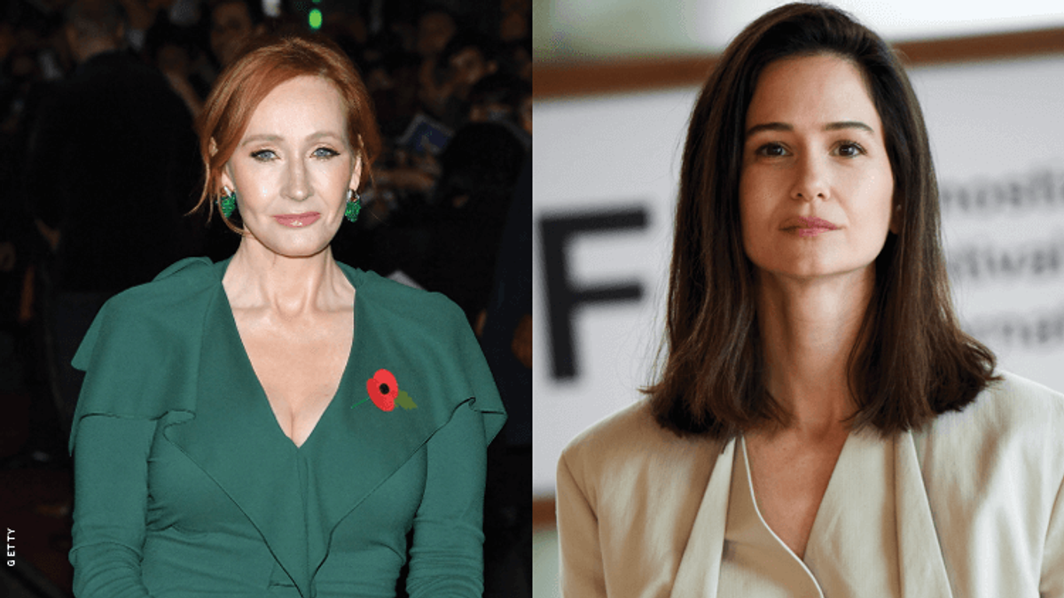 jk rowling and Katherine Waterston