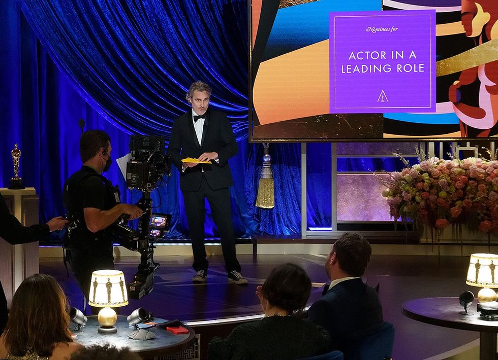 Joaquin Phoenix presents Best Actor in a Leading Role category at the 2021 Oscars