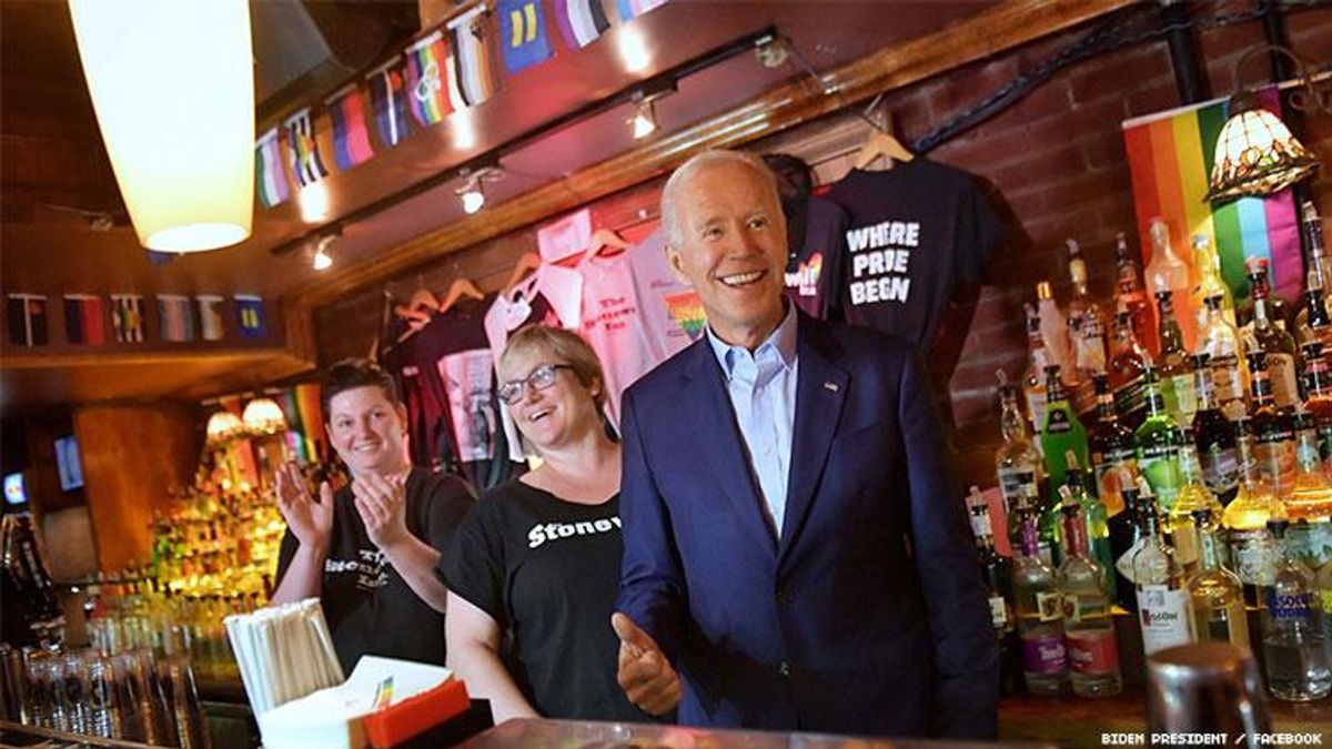 Joe Biden pays surprise visit to Stonewall Inn.