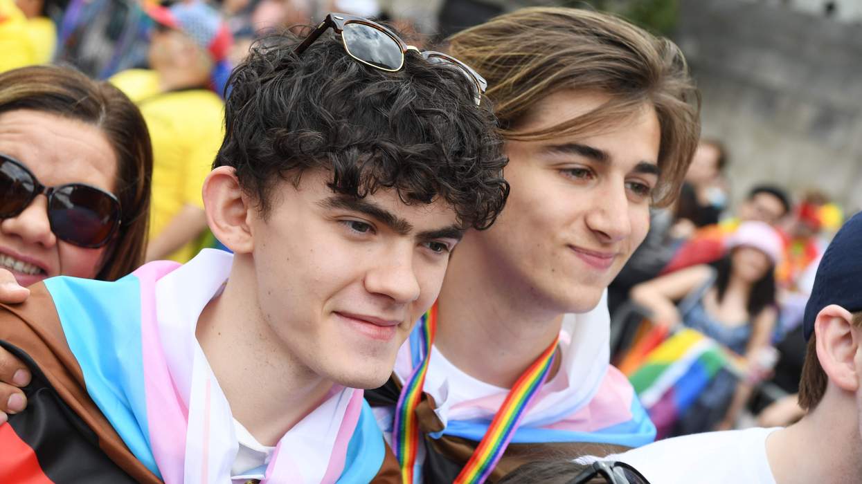 Joe Locke and Sebastian Croft attend Pride in London 2022.
