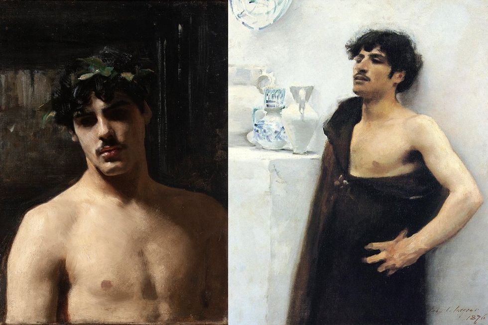 JOHN SINGER SARGENT\u200b paintings \u200bMAN WEARING LAURELS and YOUNG MAN IN REVERIE