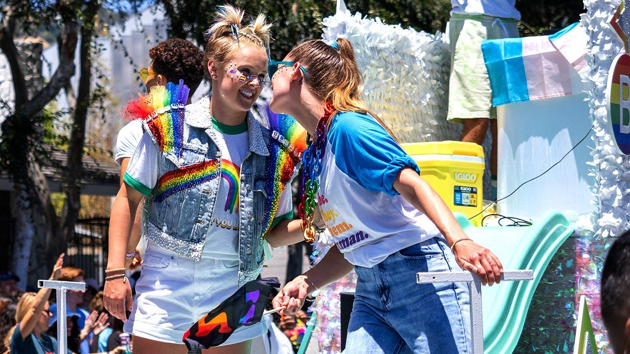 JoJo Siwa rides rainbow float LGBTQIA Pride Parade West Hollywood CA June 2022