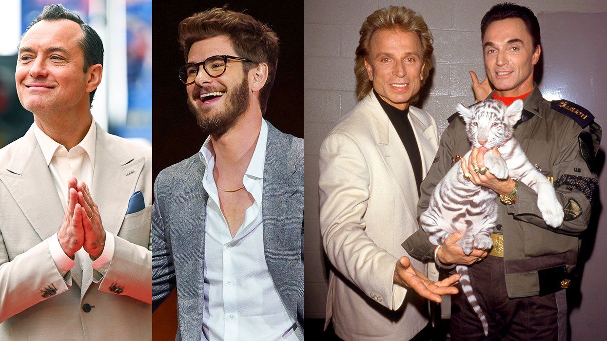 jude law Hollywood Walk of Fame star ceremony 2024 andrew garfield CinemaCon Las Vegas Nevada 2025 Sigfried and Roy magicians and entertainers Siegfried Fischbacher and Roy Horn pose for a portrait with their white tiger 1990