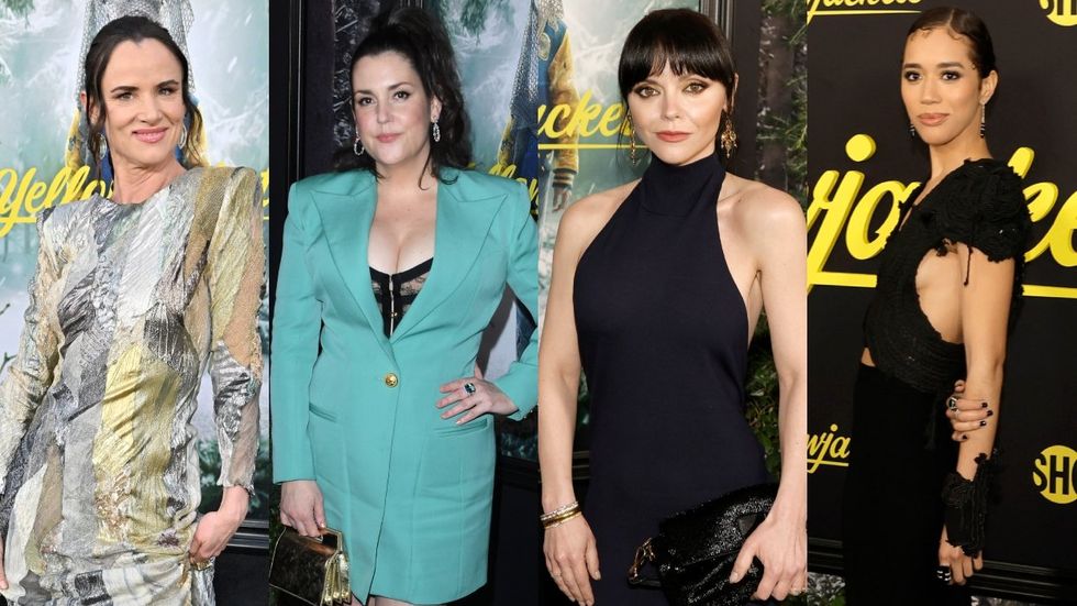 Juliette Lewis, Melanie Lynskey, Christina Ricci, & Jasmin Savoy Brown on the red carpet at the 'Yellowjackets' season 2 premiere.