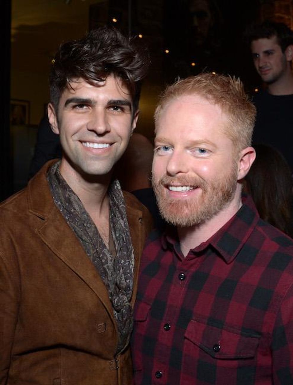 Justin Mikita dressed in John Varvatos and Jesse Tyler Ferguson