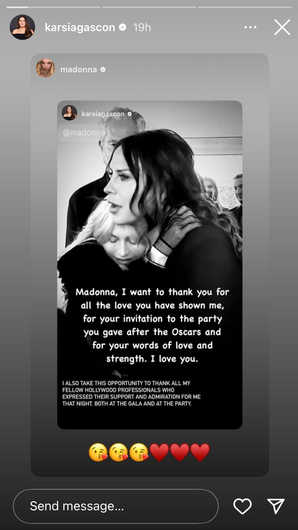 karla sofia gascon madonna instagram story