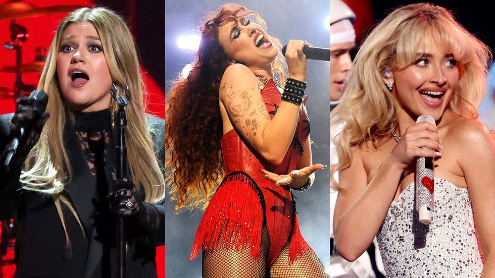 Kelly Clarkson performs iHeartRadio Music Festival Chappell Roan on stage Midwest Princess Tour Sabrina Carpenter performs on stage during 2024 MTV Video Music Awards