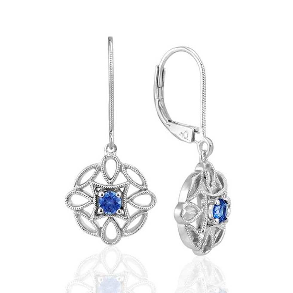 Kentucky Blue Sapphire Dangle Earrings in Sterling Silver