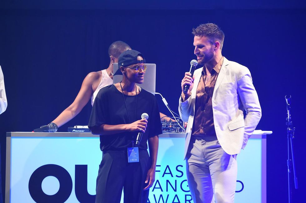 Kris Harring tells the crowd why she believes she is the next OUT Fashion Vanguard