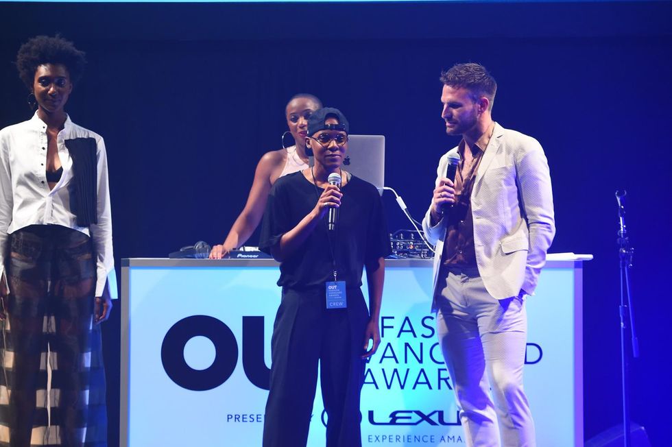 Kris Harring tells the crowd why she believes she is the next OUT Fashion Vanguard