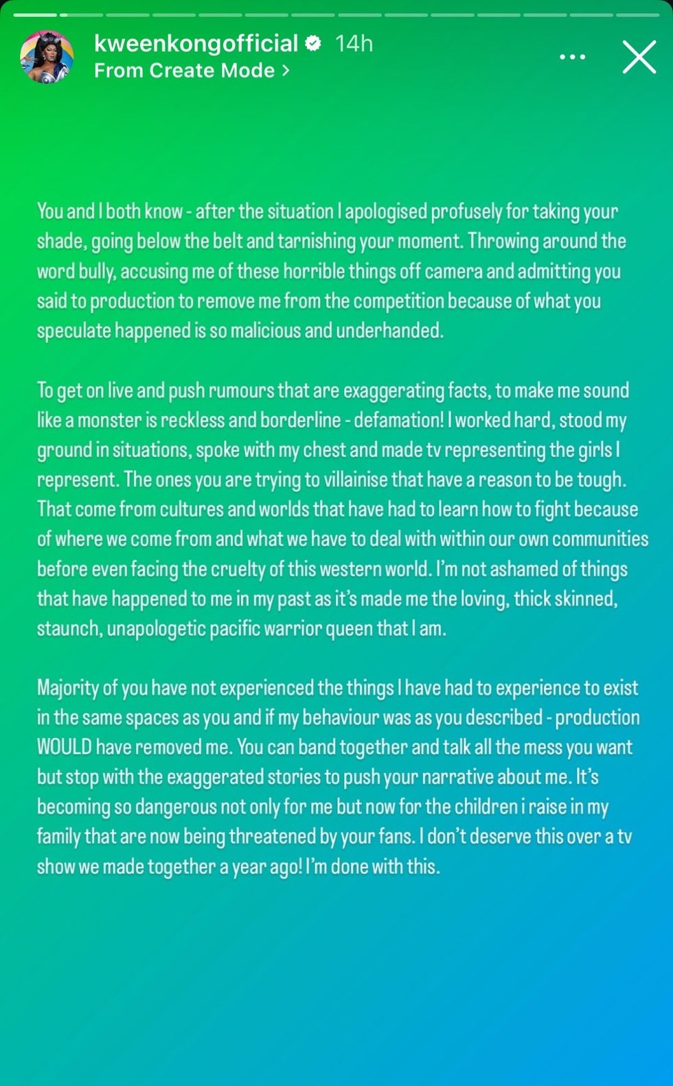 Kween Kong via Instagram stories