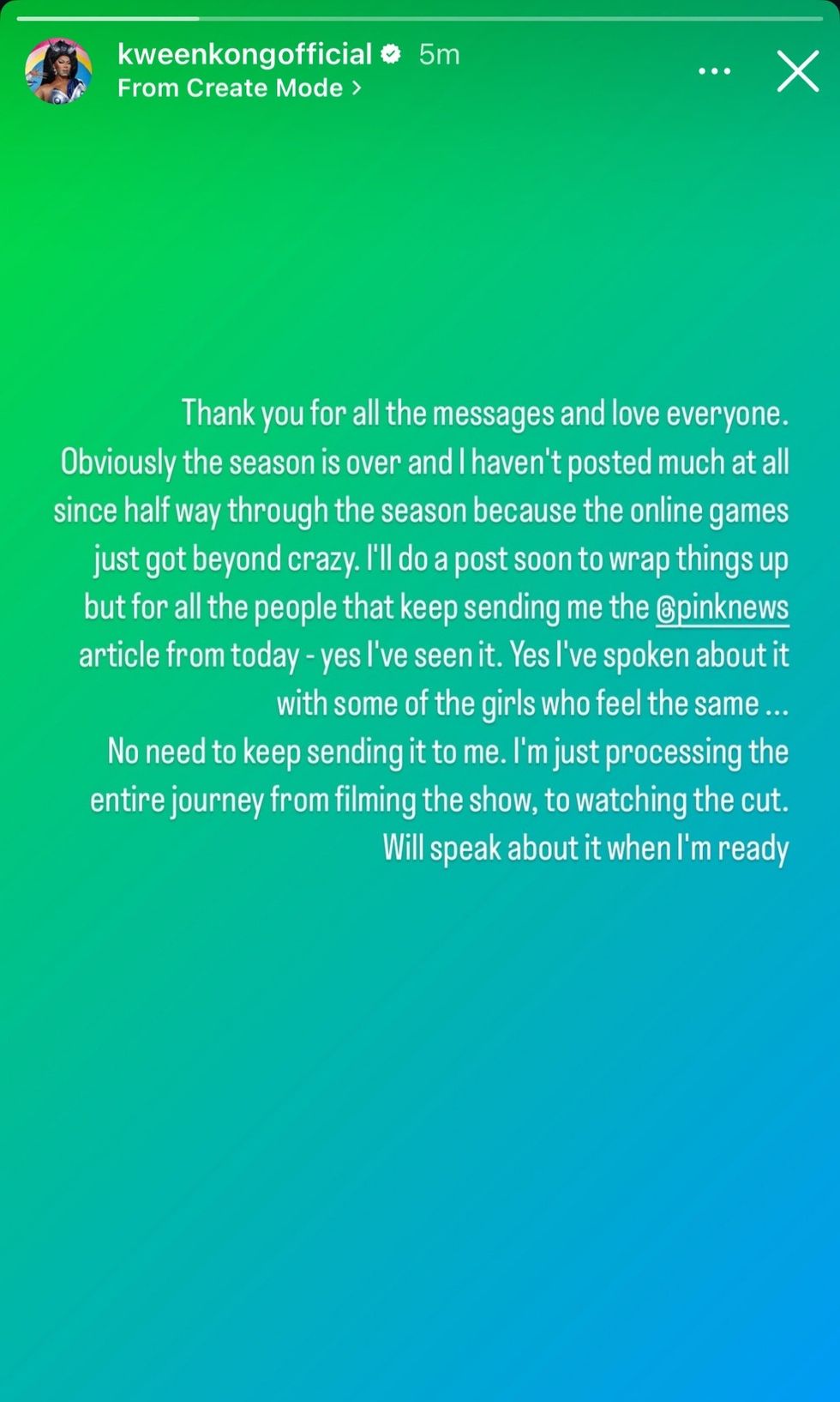 Kween Kong via Instagram stories