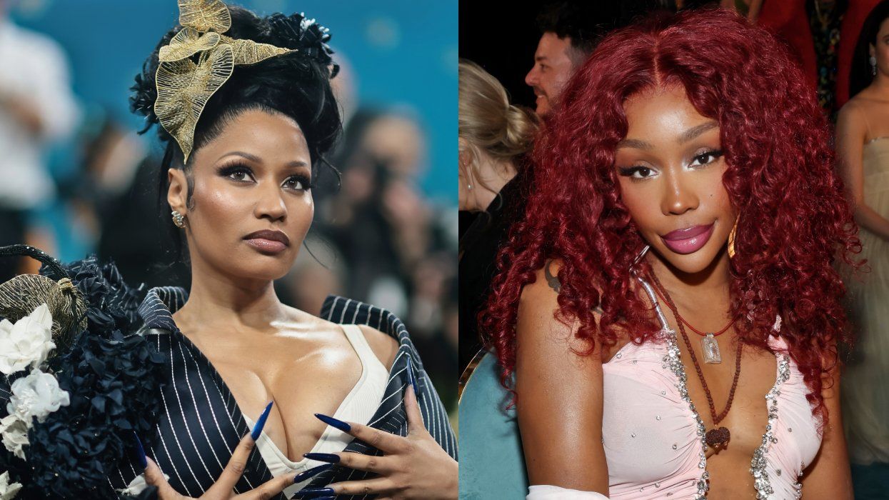 (L) Nicki Minaj at the 2025 Met Gala in New York City; (R) SZA at the 2025 Grammy Awards in Los Angeles