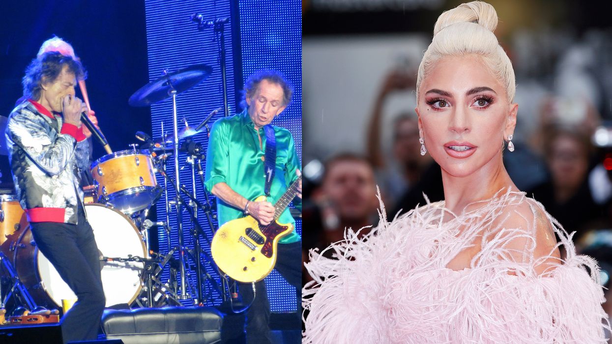 (L) The Rolling Stones and (R) Lady Gaga