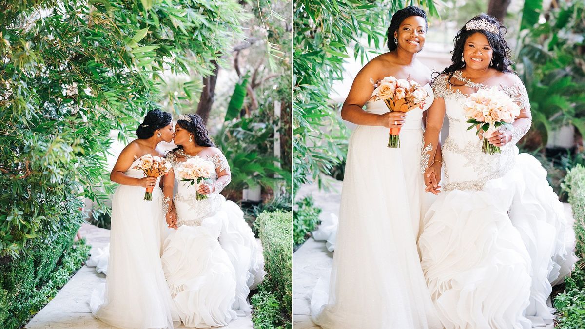 (L to R) Rosalyn Reades and Stephanie Quarles walking down the aisle together