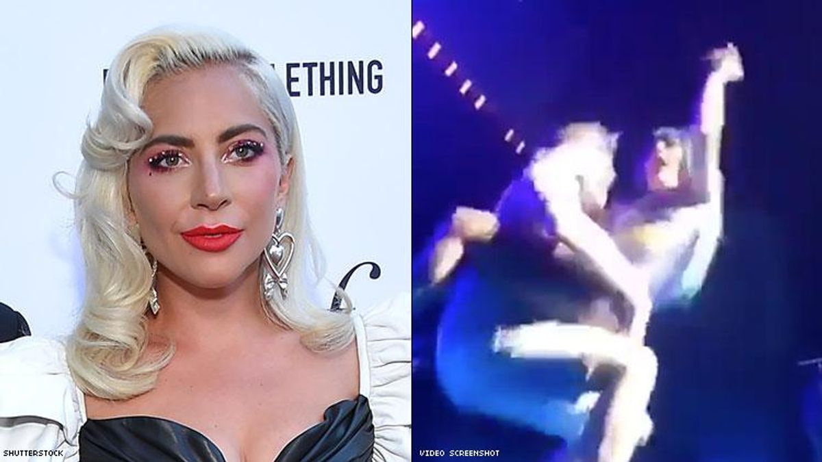 Lady Gaga Falls Off Stage in Fan's Arms During Las Vegas Show