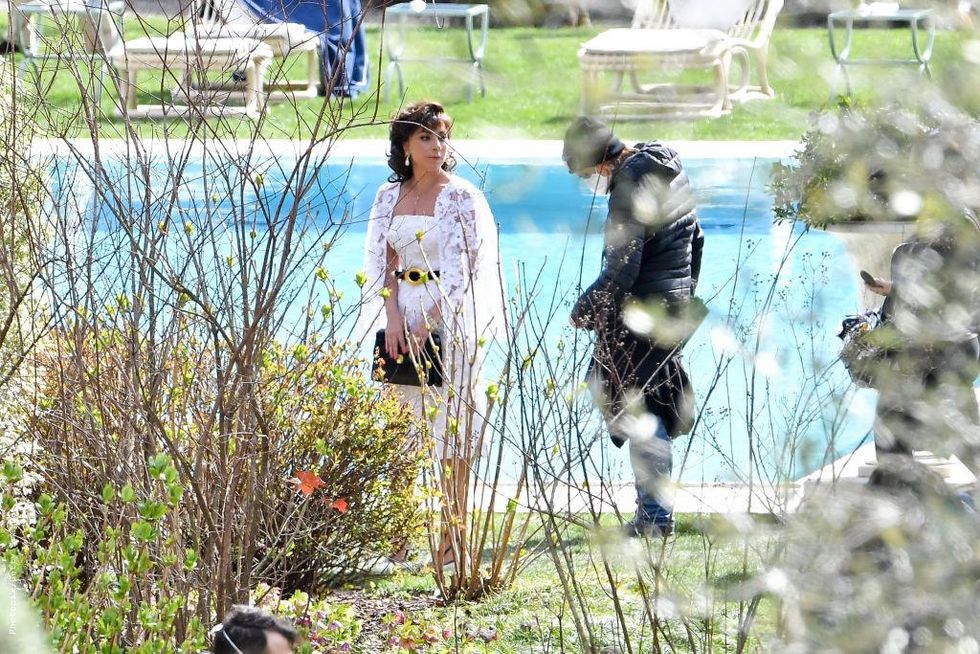 Lady Gaga on set