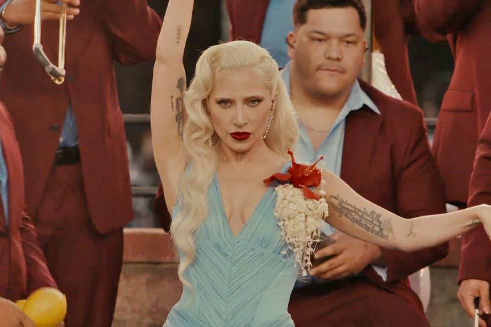 Lady Gaga serving Madre Monster as a guest performer on Bad Bunny's 2026 Super Bowl Halftime Show