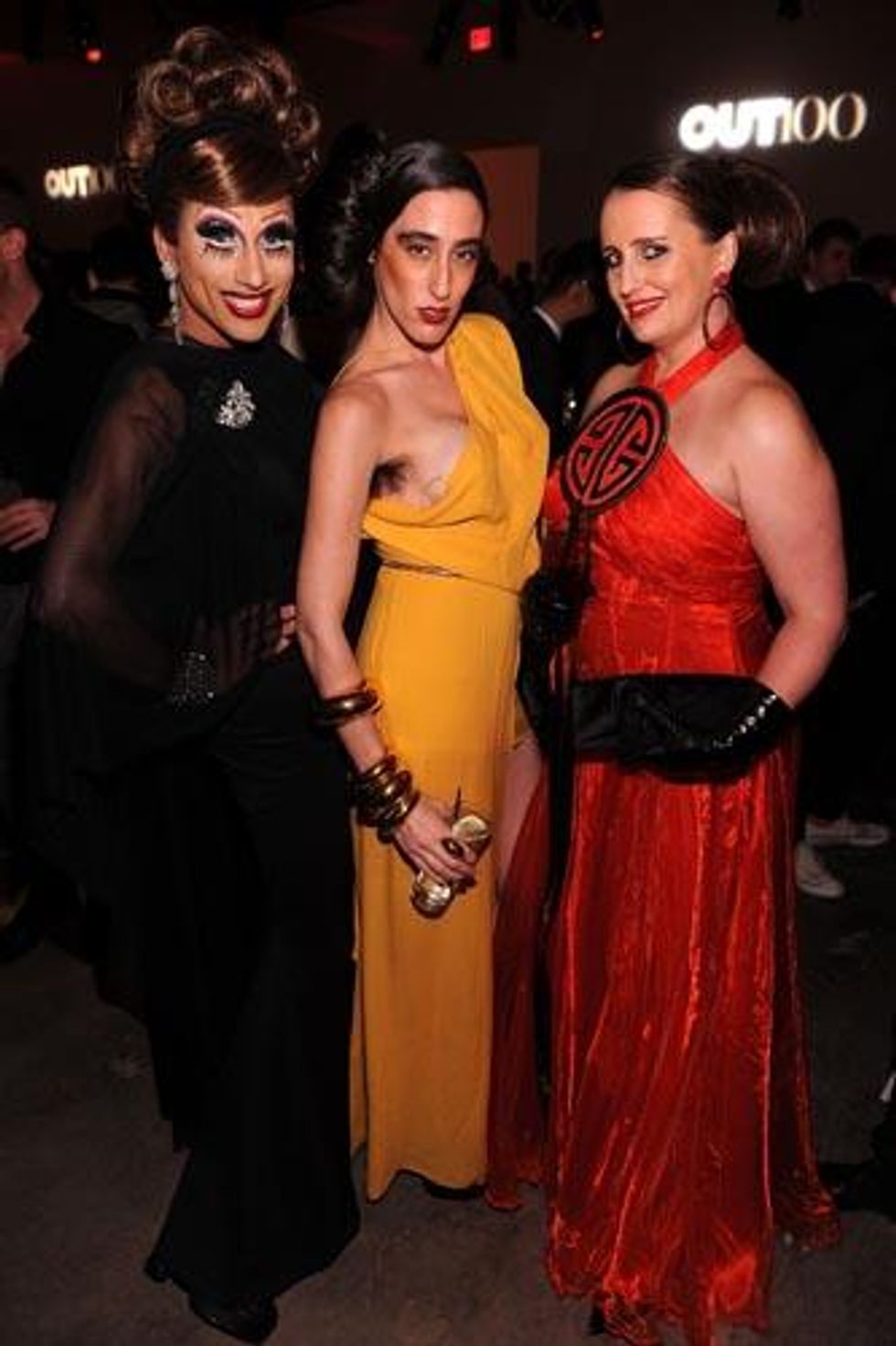 Ladyfag, center, and friends at the Out100 party