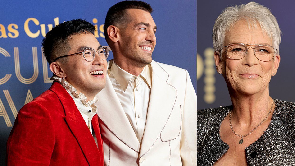 Las Culturistas Culture Awards 2025 arrivals Bowen Yang Matt Rogers Jamie Lee Curtis Orpheum Theatre Los Angeles California