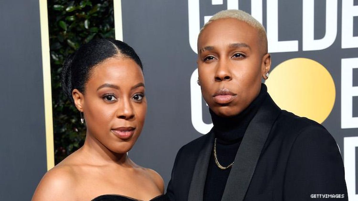 Lena Waithe and longtime girlfriend, now wife, at Golden Globes.