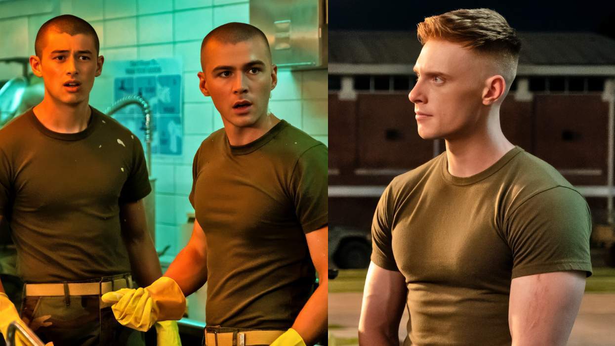 Liam Oh as Ray McAffey, Miles Heizer as Cameron Cope, Max Parker as Sergeant Sullivan on Boots
