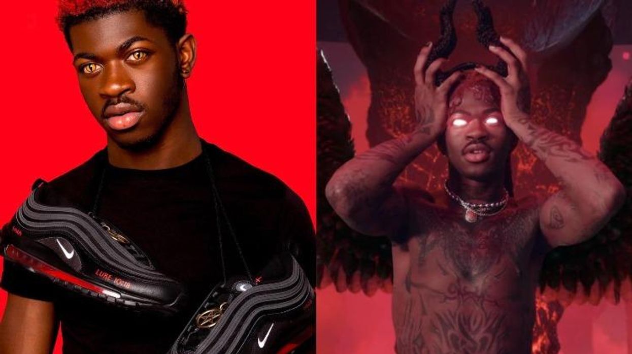 LIl Nas X with his Satan sneakers