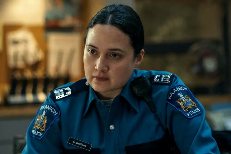 Lily Gladstone under the bridge