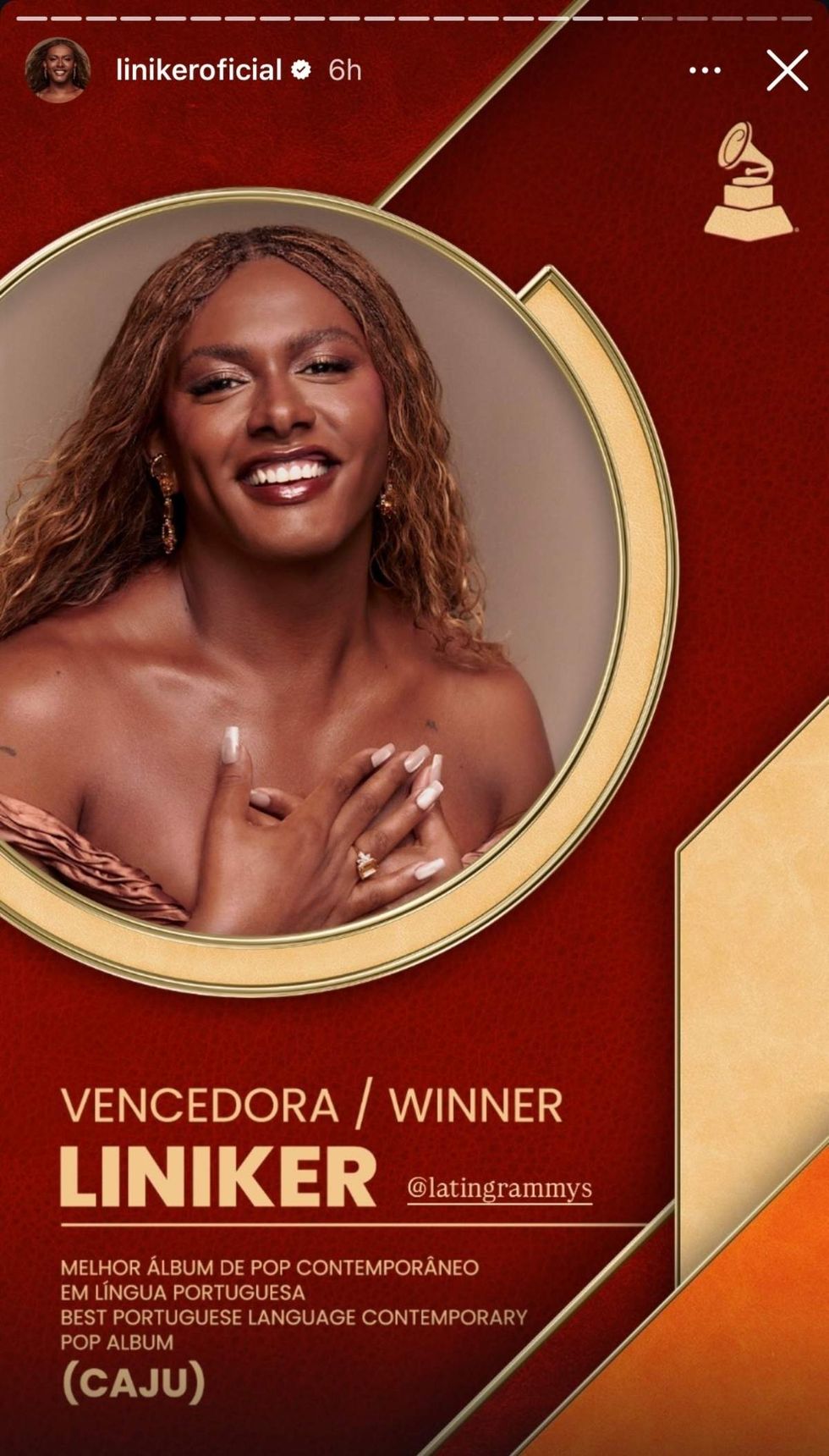 Liniker wins the 2025 Latin Grammy Award for Best Portuguese Language Contemporary Pop Album