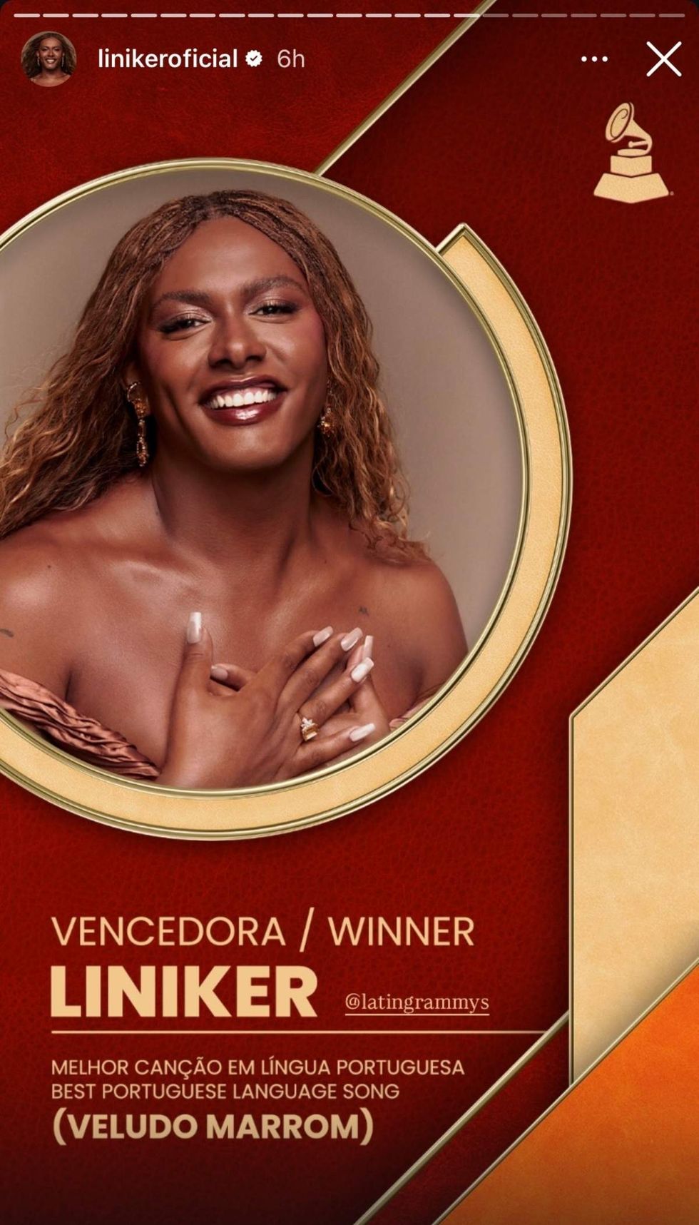 Liniker wins the 2025 Latin Grammy Award for Best Portuguese Language Song