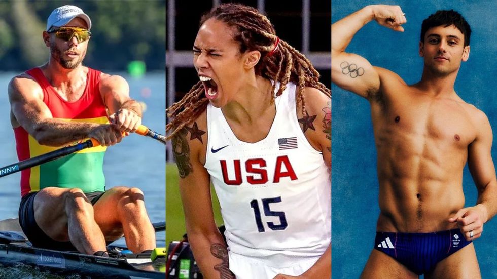 list Out queer gay lesbian lgbtq Olympians cheering Paris Summer Games Robbie Manson New Zealand Rowing Brittney Griner team USA Basketball Tom Daley GB Diving