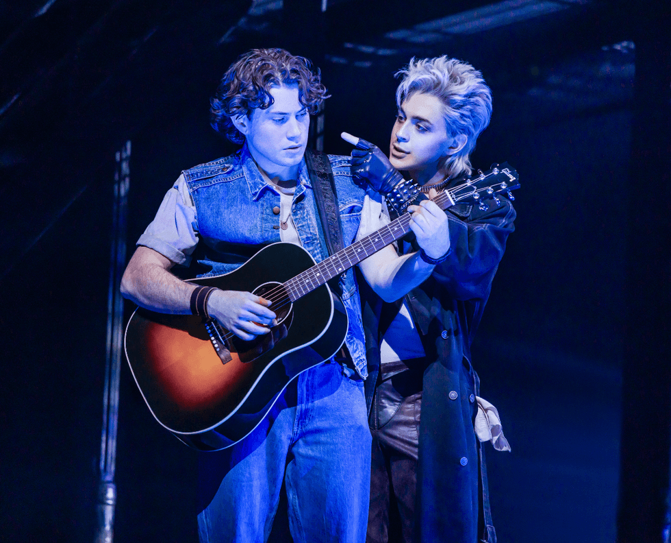LJ Benet and Maria Wirries perform in a scene from the Broadway musical The Lost Boys