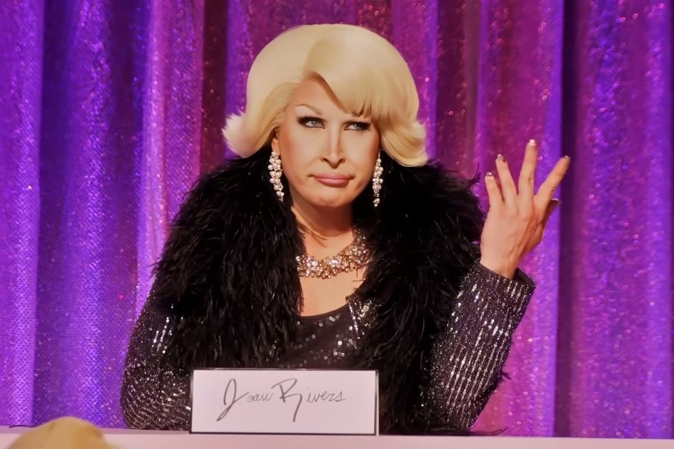 Loosey LaDuca as Joan Rivers in the Snatch Game of RuPaul's Drag Race season 15
